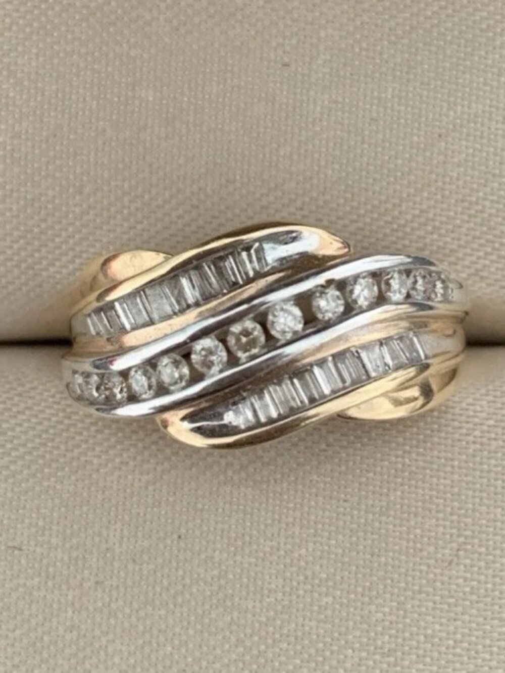Vintage 10K Yellow Gold Baguette Diamond Ring Size 4.5